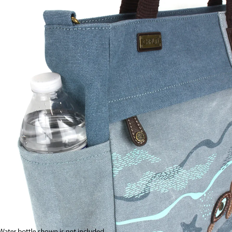 Canvas Print Pocket Tote - Turtles