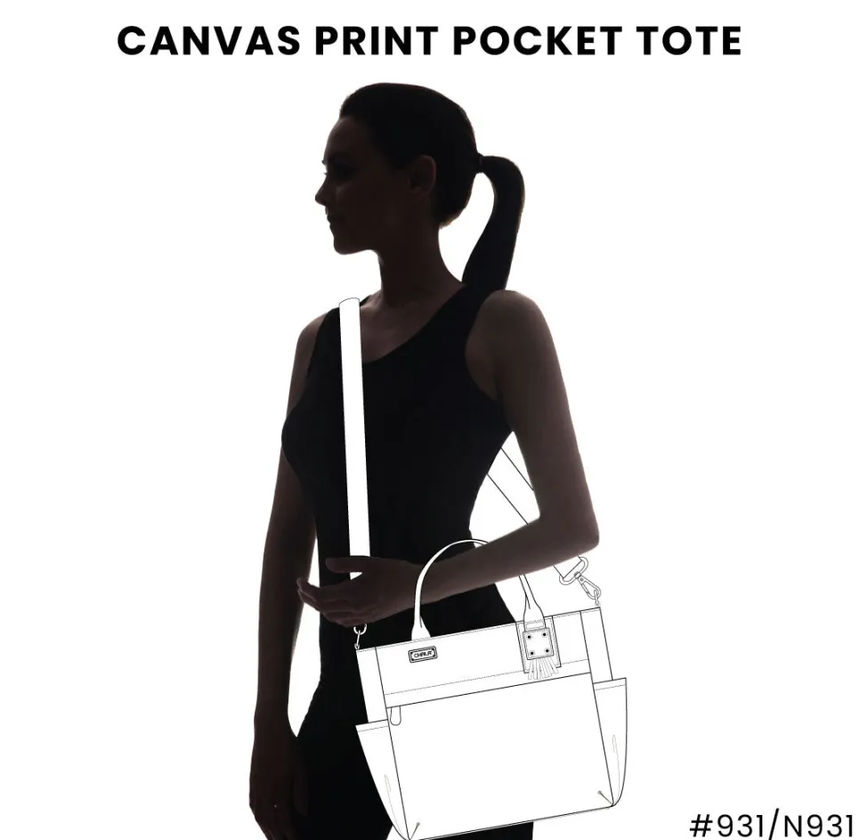 Canvas Print Pocket Tote - Turtles