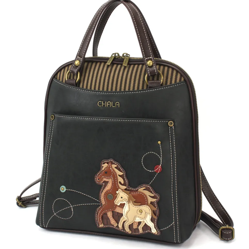 Convertible Backpack Purse - Horse Family