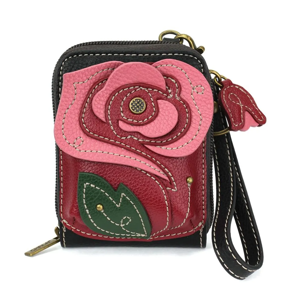 Cute-C - Credit Card Holder / Wallet Wristlet - Red Rose