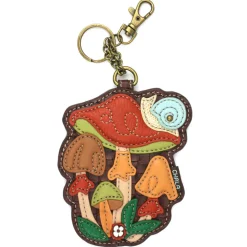 Key Fob/Coin Purse - Brown Mushrooms