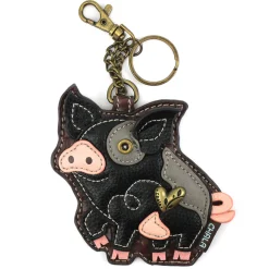 Key Fob/Coin Purse - Spotted Pig - black