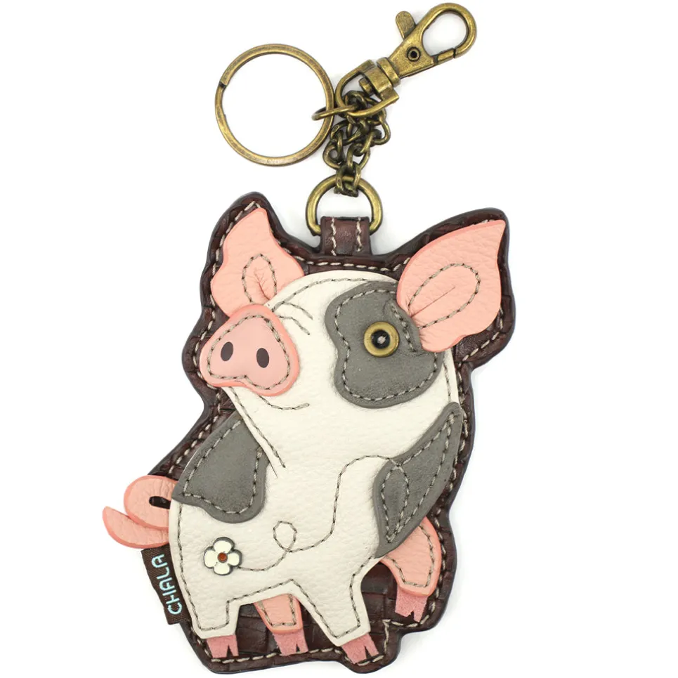 Key Fob/Coin Purse - Spotted Pig - pink