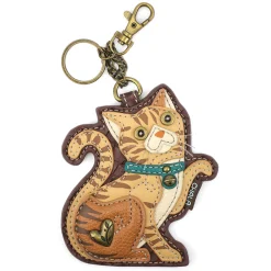Key Fob/Coin Purse - Tabby Cat - orange
