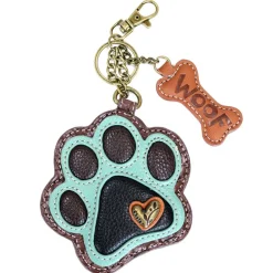 Key Fob/Coin Purse - Teal Pawprint