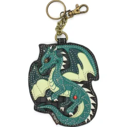 Key Fob/Coin Purse - Turquoise Dragon