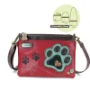Mini Crossbody - Teal Pawprint (Burgundy)