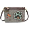 Mini Crossbody - Teal Pawprint (Gray)