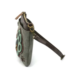 Mini Crossbody - Teal Pawprint (Gray)