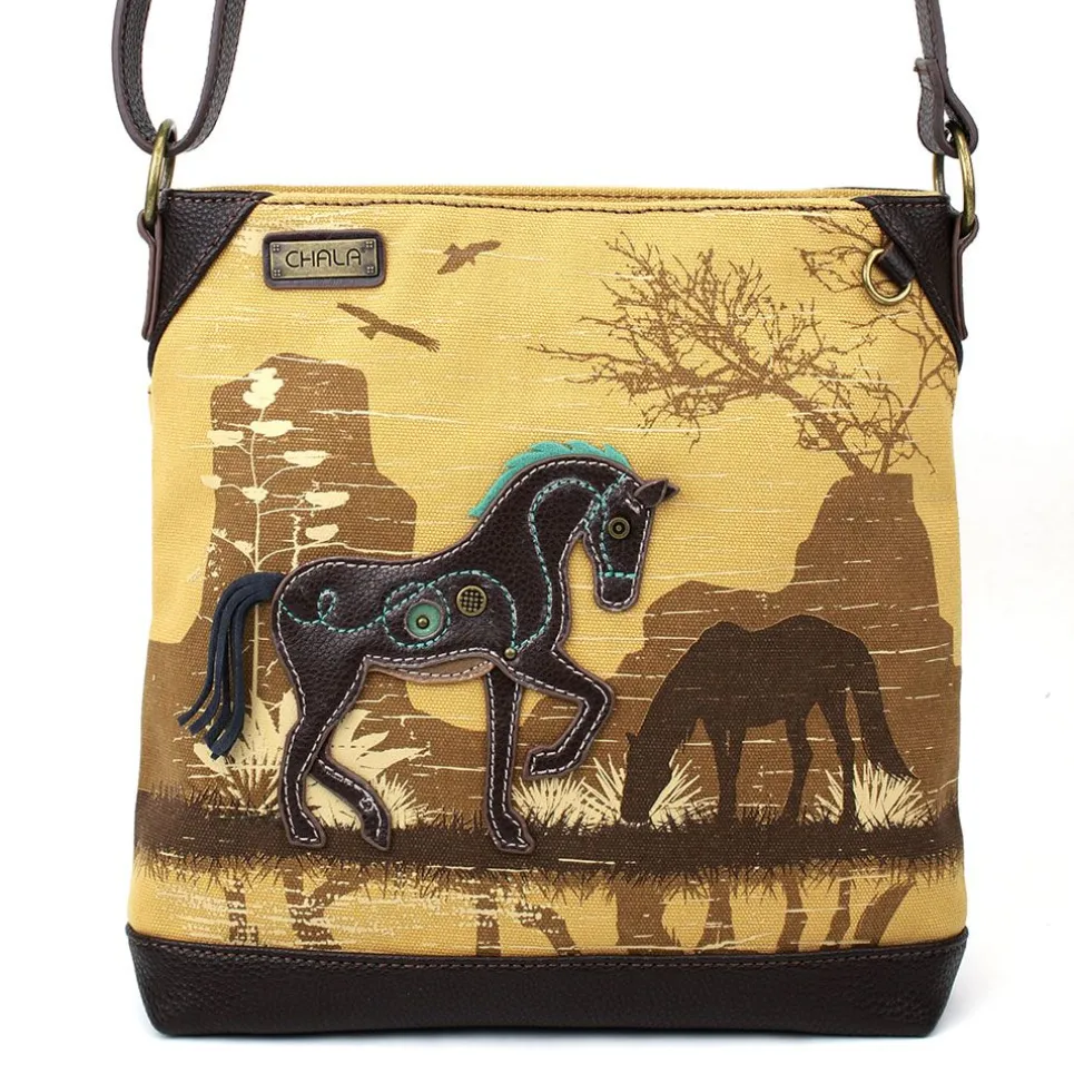 Safari Canvas Crossbody - Horse (Brown)