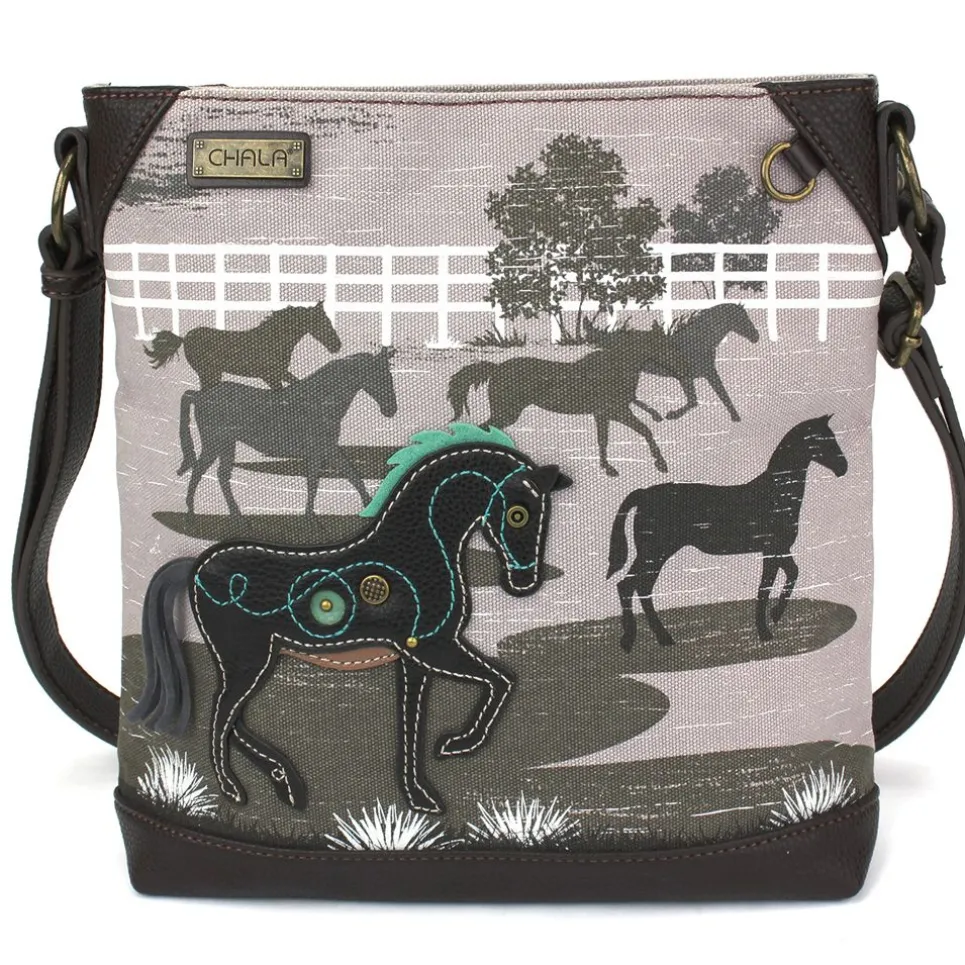 Safari Canvas Crossbody - Horse (Gray)