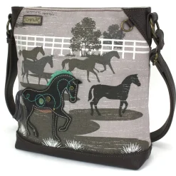 Safari Canvas Crossbody - Horse (Gray)