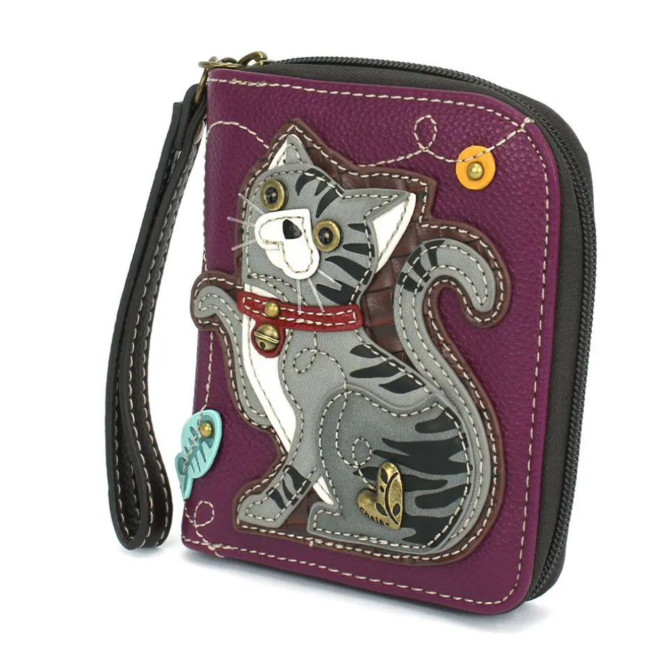 Zip Around Wallet - Gray Tabby Cat