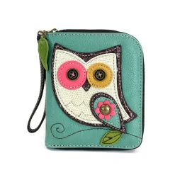 Zip Around Wallet - Owl II (Teal)