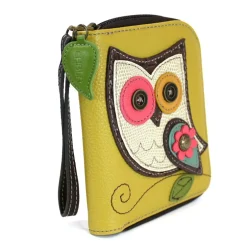 Zip Around Wallet - Owl II (Mustard)