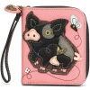 Zip Around Wallet - Spotted Black Pig
