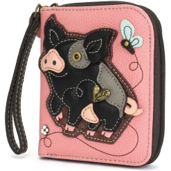 Zip Around Wallet - Spotted Black Pig