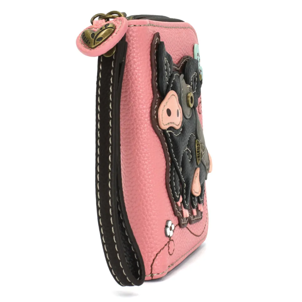 Zip Around Wallet - Spotted Black Pig
