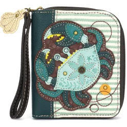 Zip Around Wallet - Teal Crab
