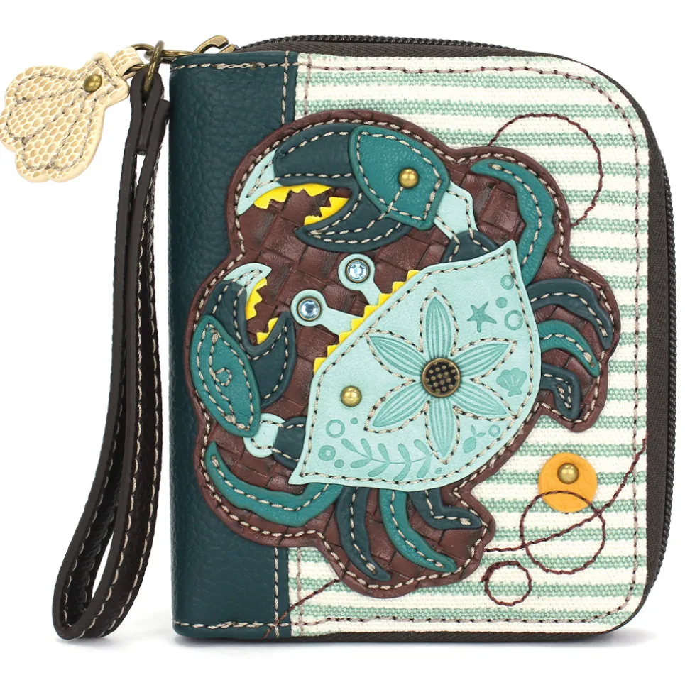 Zip Around Wallet - Teal Crab