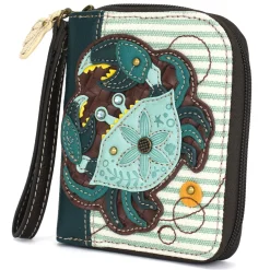Zip Around Wallet - Teal Crab