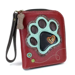 Zip Around Wallet - Teal Pawprint